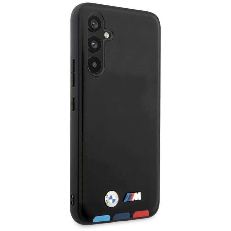 Custodia rigida BMW BMHCSA5422PTDK Leather Stamp Tricolor per Samsung Galaxy A54 (A546), nera
