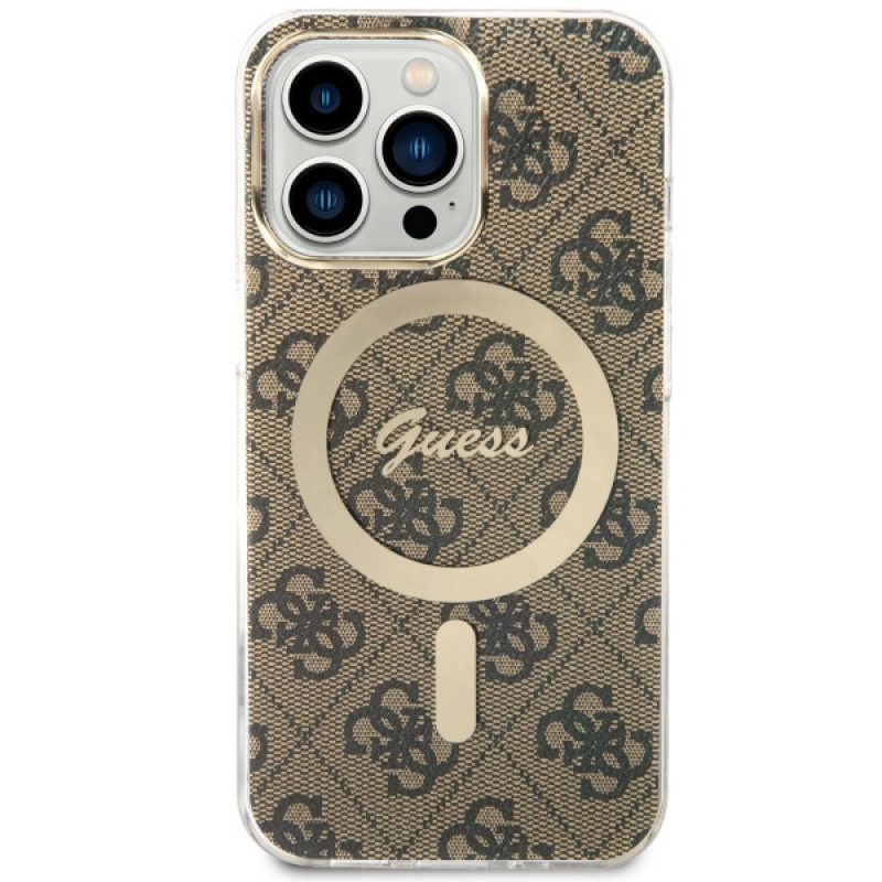 Guess GUHMP13LH4STW 4G MagSafe custodia rigida per Apple iPhone 13 Pro, marrone
