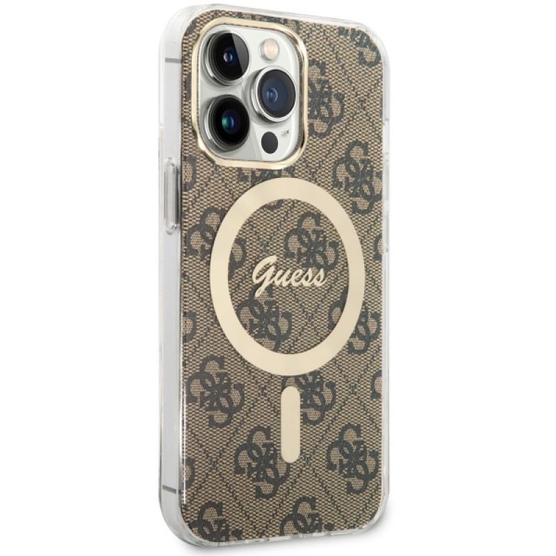 Guess GUHMP13LH4STW 4G MagSafe custodia rigida per Apple iPhone 13 Pro, marrone