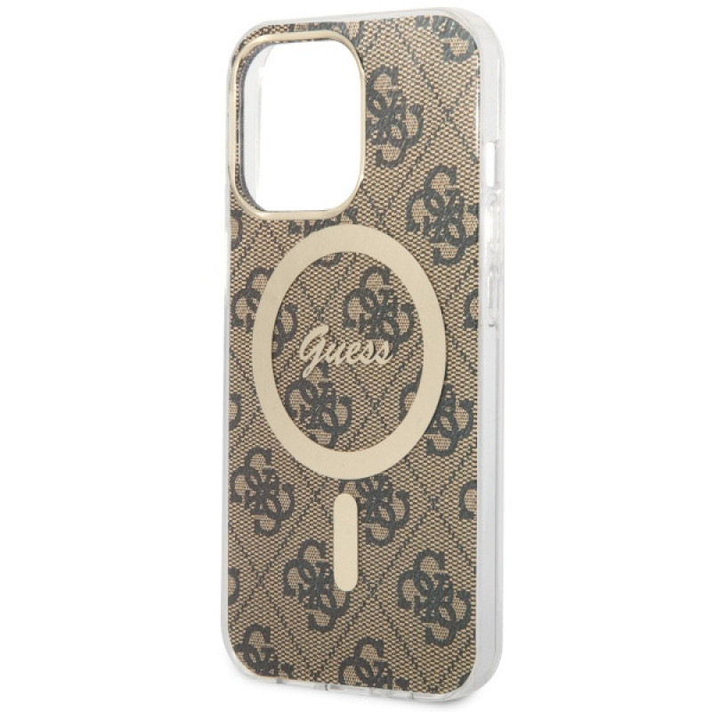 Guess GUHMP13LH4STW 4G MagSafe custodia rigida per Apple iPhone 13 Pro, marrone
