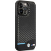 Custodia rigida Leather Carbon BMW BMHCP13X22NBCK per Apple iPhone 13 Pro Max, nera