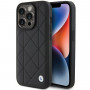 Custodia in pelle trapuntata BMW BMHCP15X22RQDK per Apple iPhone 15 Pro Max, nera
