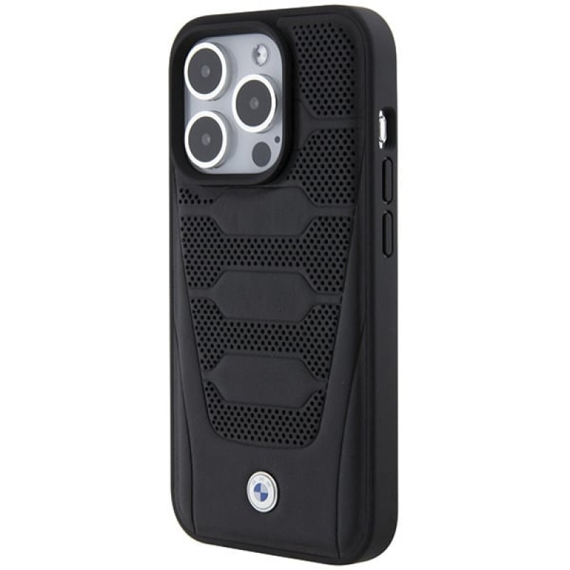 Custodia rigida BMW BMHCP15X22RPSK Leather Seats Pattern per Apple iPhone 15 Pro Max, nera