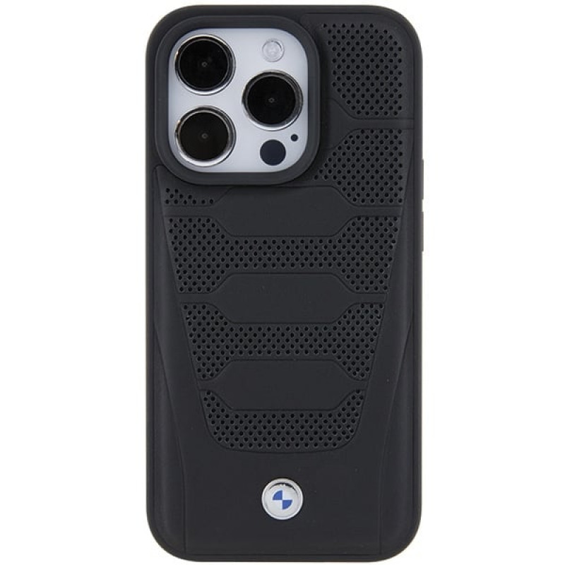 Custodia rigida BMW BMHCP15X22RPSK Leather Seats Pattern per Apple iPhone 15 Pro Max, nera