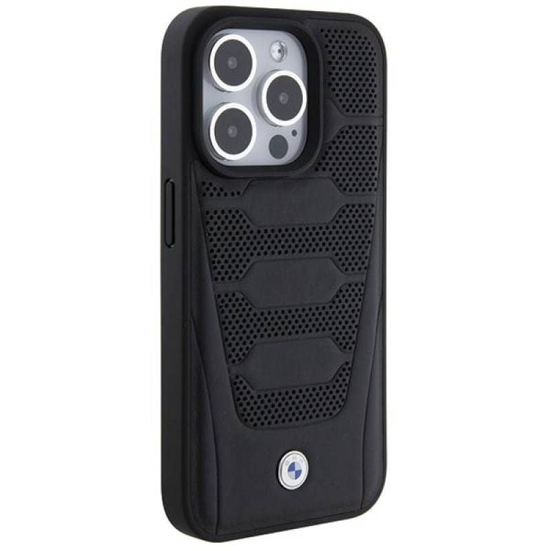 Custodia rigida BMW BMHCP15X22RPSK Leather Seats Pattern per Apple iPhone 15 Pro Max, nera