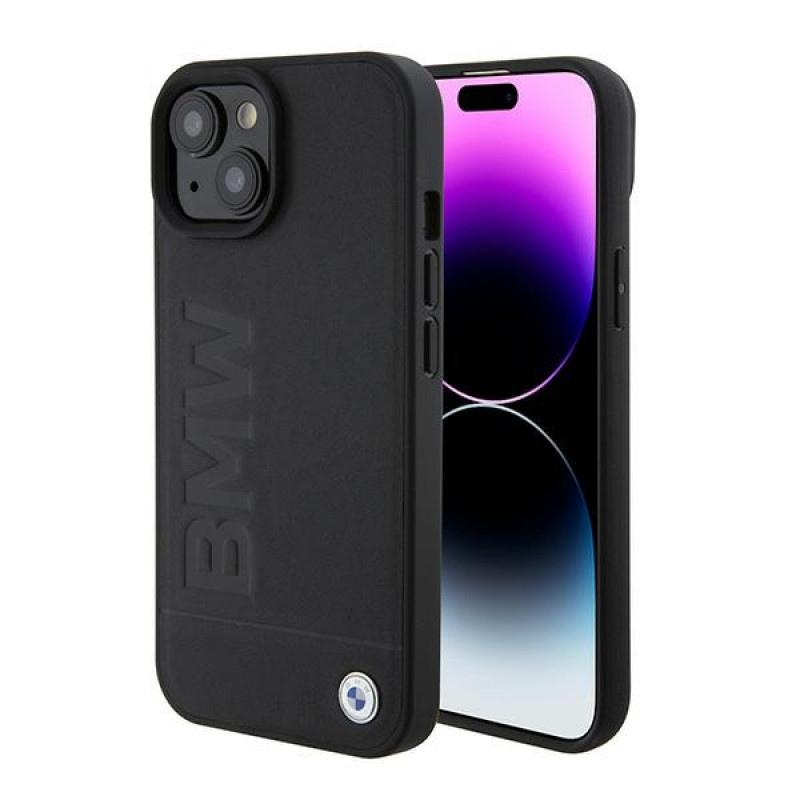 BMW BMHMP15SSLLBK Signature Logo Imprint MagSafe custodia rigida per Apple iPhone 15, nera