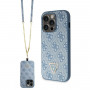 Custodia rigida Crossbody 4G Metal Logo Guess GUHCP15LP4TDSCPB per Apple iPhone 15 Pro, blu