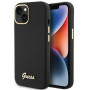 Custodia rigida Guess GUHCP15SSMBSLK Silicone Script Metal Logo & Frame per Apple iPhone 15 / 14 / 13, nera