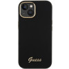 Custodia rigida Guess GUHCP15SSMBSLK Silicone Script Metal Logo & Frame per Apple iPhone 15 / 14 / 13, nera