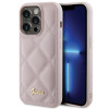 Custodia rigida Guess GUHCP15LPSQSQSP Quilted Metal Logo per Apple iPhone 15 Pro, rosa