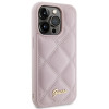 Custodia rigida Guess GUHCP15LPSQSQSP Quilted Metal Logo per Apple iPhone 15 Pro, rosa