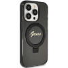 Custodia rigida MagSafe Ring Stand Script Glitter Guess GUHMP15LHRSGSK per Apple iPhone 15 Pro, nera