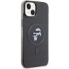 Custodia rigida MagSafe Glitter Karl&Choupette Karl&Choupette per Apple iPhone 15, nera Karl Lagerfeld KLHMP15SHGKCNOK