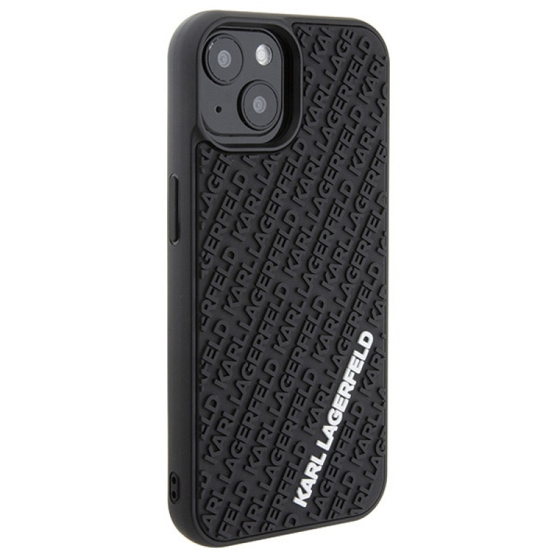 Custodia rigida 3D Rubber Multi Logo Karl Lagerfeld KLHCP15S3DMKRLK per Apple iPhone 15, nera