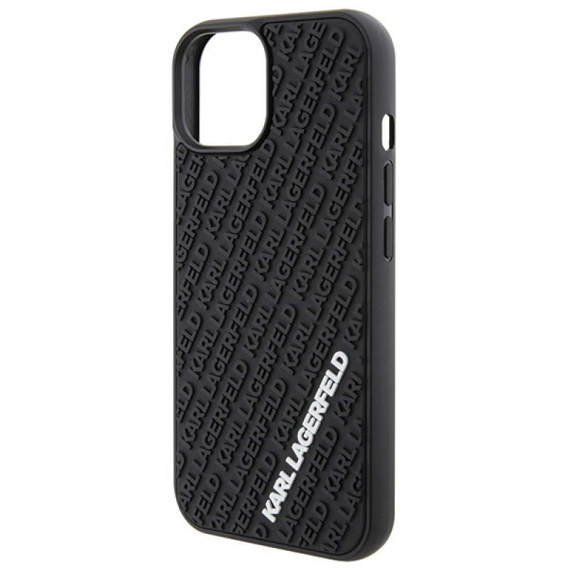 Custodia rigida 3D Rubber Multi Logo Karl Lagerfeld KLHCP15S3DMKRLK per Apple iPhone 15, nera