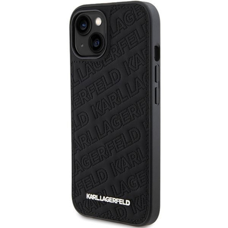 Custodia rigida Quilted K Pattern per Apple iPhone 15, nera, Karl Lagerfeld KLHCP15SPQKPMK