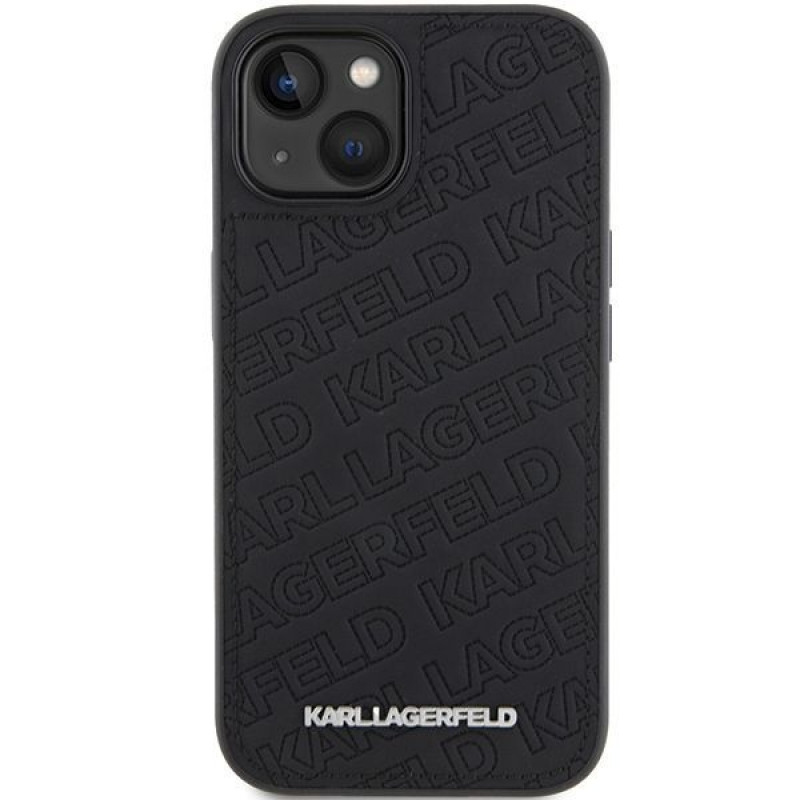 Custodia rigida Quilted K Pattern per Apple iPhone 15, nera, Karl Lagerfeld KLHCP15SPQKPMK