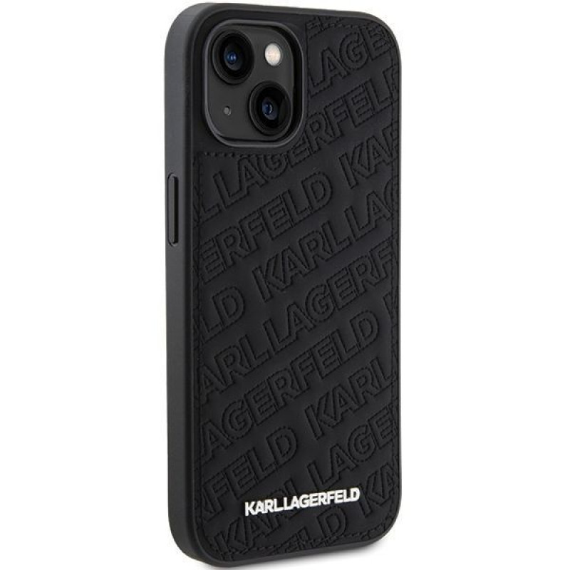 Custodia rigida Quilted K Pattern per Apple iPhone 15, nera, Karl Lagerfeld KLHCP15SPQKPMK