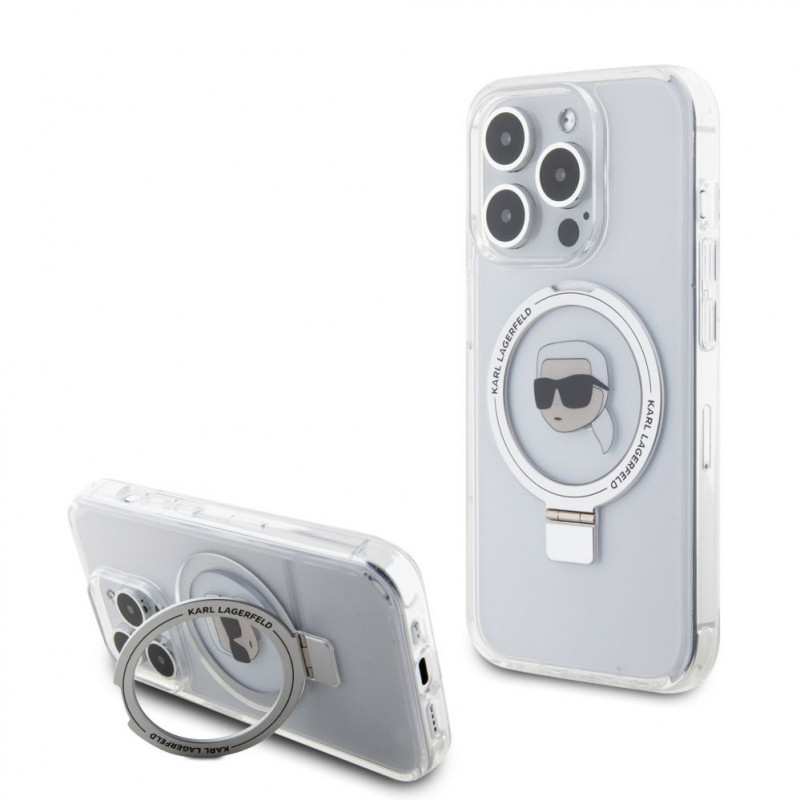 Custodia rigida Karl Lagerfeld KLHMP15LHMRSKHH Ring Stand Karl Head MagSafe per Apple iPhone 15 Pro