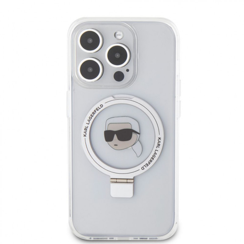 Custodia rigida Karl Lagerfeld KLHMP15LHMRSKHH Ring Stand Karl Head MagSafe per Apple iPhone 15 Pro