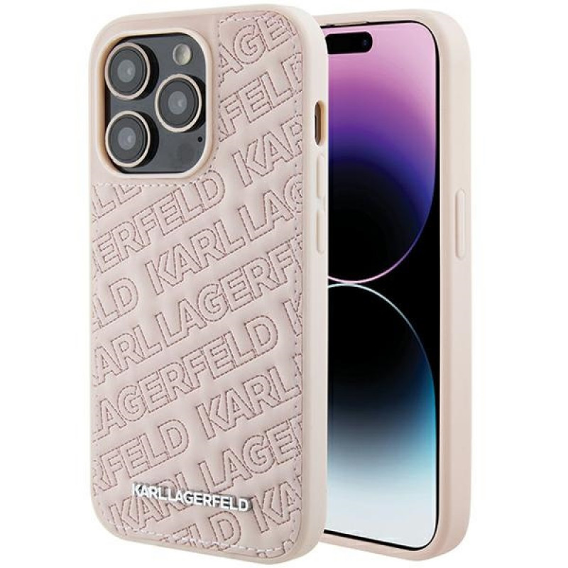 Karl Lagerfeld KLHCP15XPQKPMP Custodia rigida Quilted K Pattern per Apple iPhone 15 Pro Max, rosa
