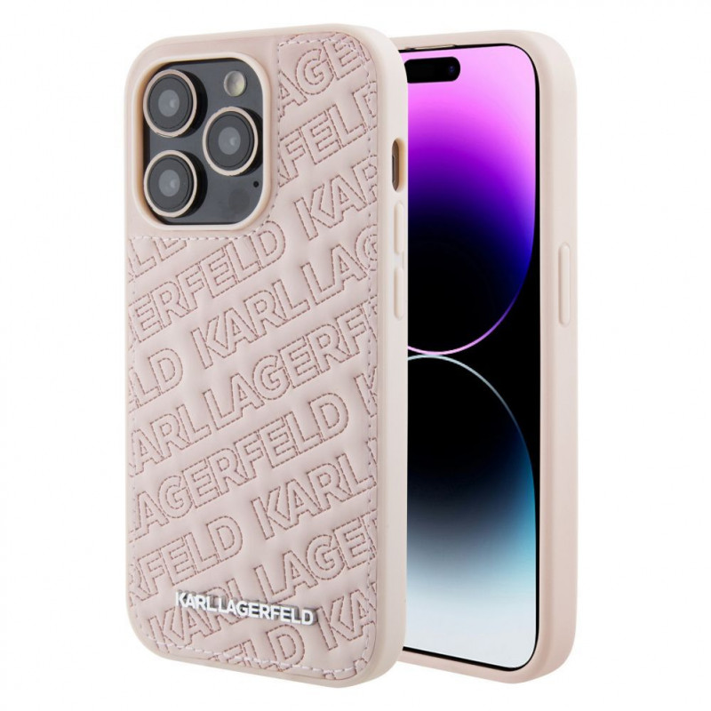 Karl Lagerfeld KLHCP15XPQKPMP Custodia rigida Quilted K Pattern per Apple iPhone 15 Pro Max, rosa