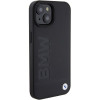 Custodia rigida Leather Hot Stamp BMW BMHCP15MSLLBK per Apple iPhone 15 Plus / 14 Plus, nera