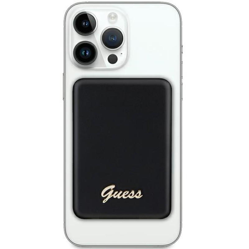 Guess GUPBM3ALGSGK Powerbank 3000 mAh, 5 W, MagSafe Metal Script Logo, nero