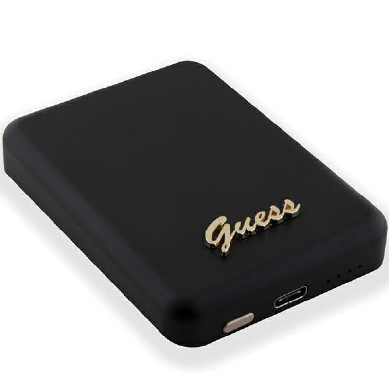 Guess GUPBM3ALGSGK Powerbank 3000 mAh, 5 W, MagSafe Metal Script Logo, nero