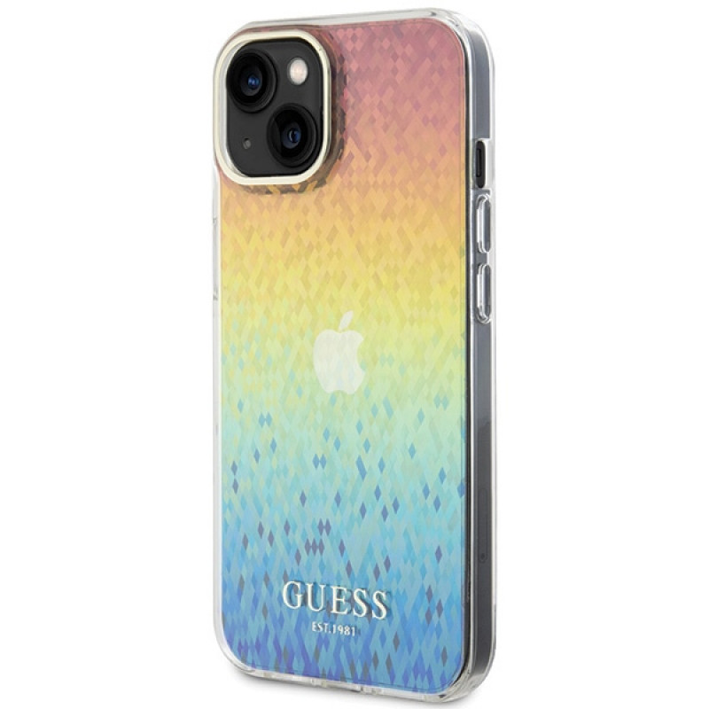 Guess GUHCP15SHDECMI IML Faceted Mirror Disco Iridescent custodia rigida per Apple iPhone 15, multicolore