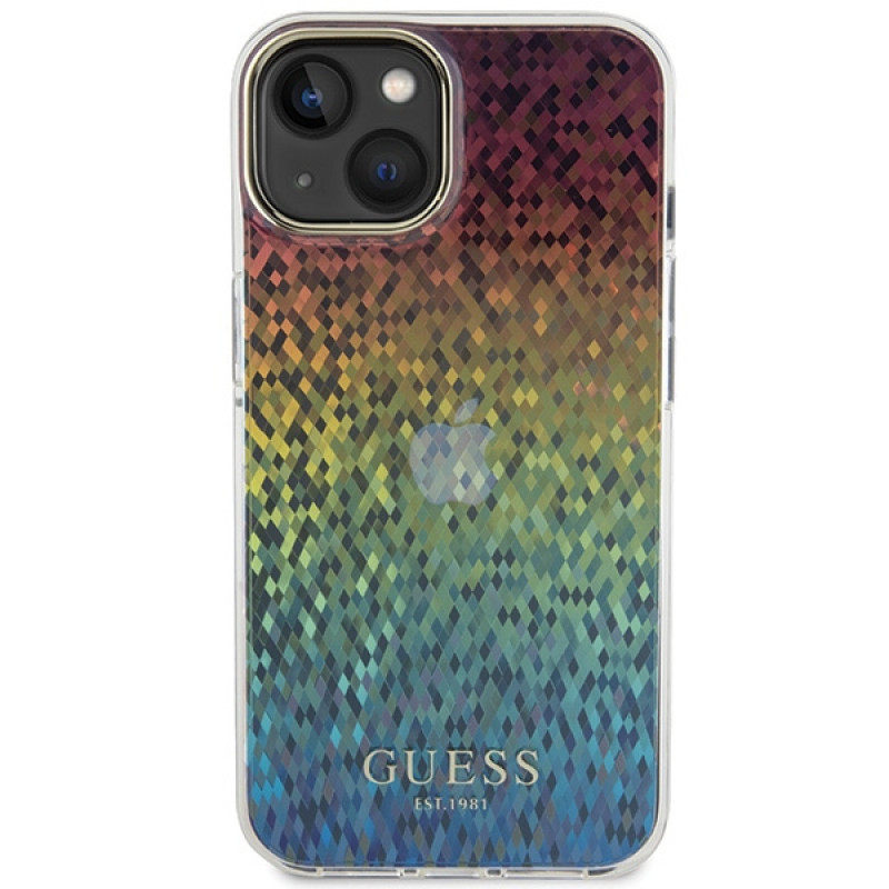 Guess GUHCP15SHDECMI IML Faceted Mirror Disco Iridescent custodia rigida per Apple iPhone 15, multicolore