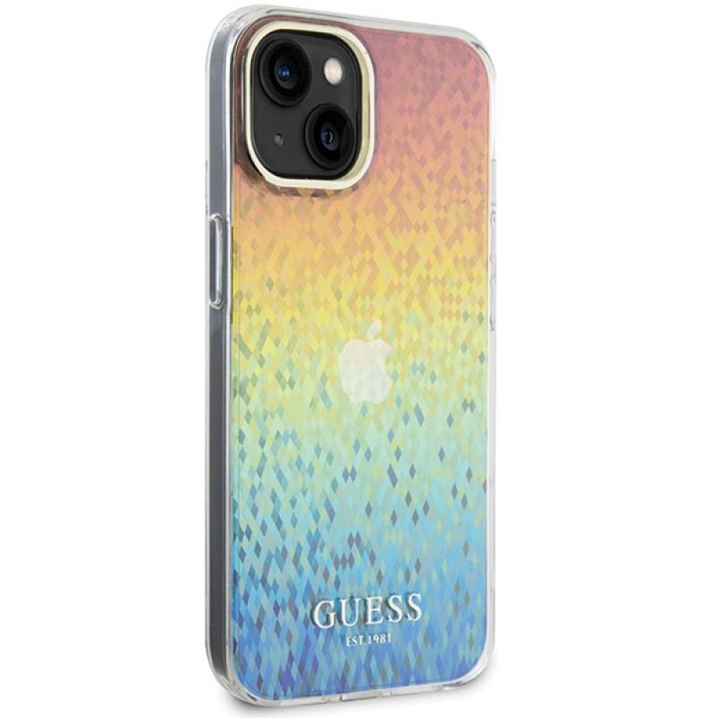 Guess GUHCP15SHDECMI IML Faceted Mirror Disco Iridescent custodia rigida per Apple iPhone 15, multicolore