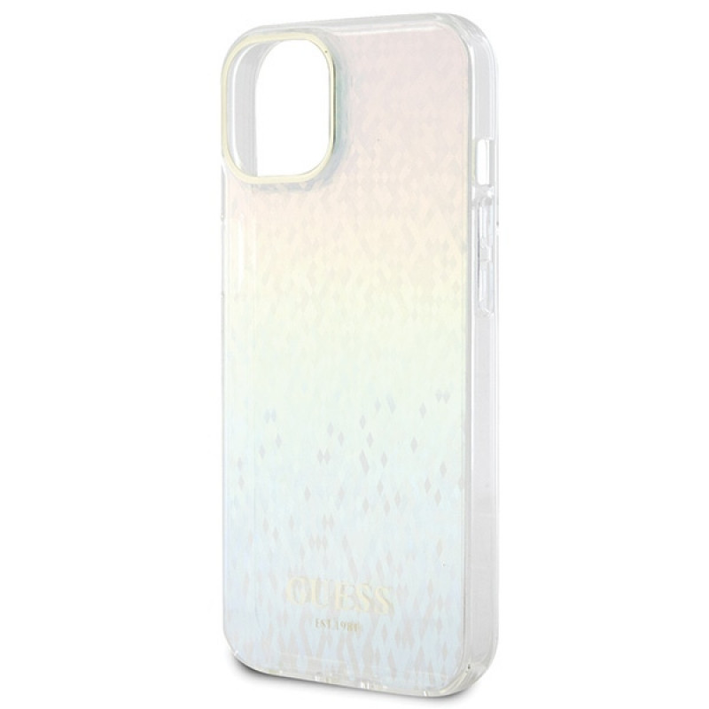 Guess GUHCP15SHDECMI IML Faceted Mirror Disco Iridescent custodia rigida per Apple iPhone 15, multicolore