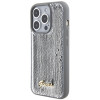 Custodia rigida in metallo Guess GUHCP15LPSFDGSS Sequin Script per Apple iPhone 15 Pro, argento