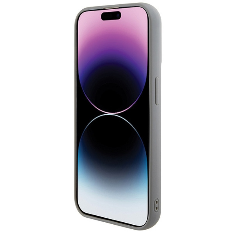 Custodia rigida in metallo Guess GUHCP15LPSFDGSS Sequin Script per Apple iPhone 15 Pro, argento