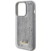 Custodia rigida Guess GUHCP15XPSFDGSS Sequin Script Metal per Apple iPhone 15 Pro Max, argento