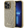 Guess GUHCP15LPMSDGSD Custodia rigida Disco Metal Script per Apple iPhone 15 Pro, oro
