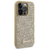 Guess GUHCP15LPMSDGSD Custodia rigida Disco Metal Script per Apple iPhone 15 Pro, oro