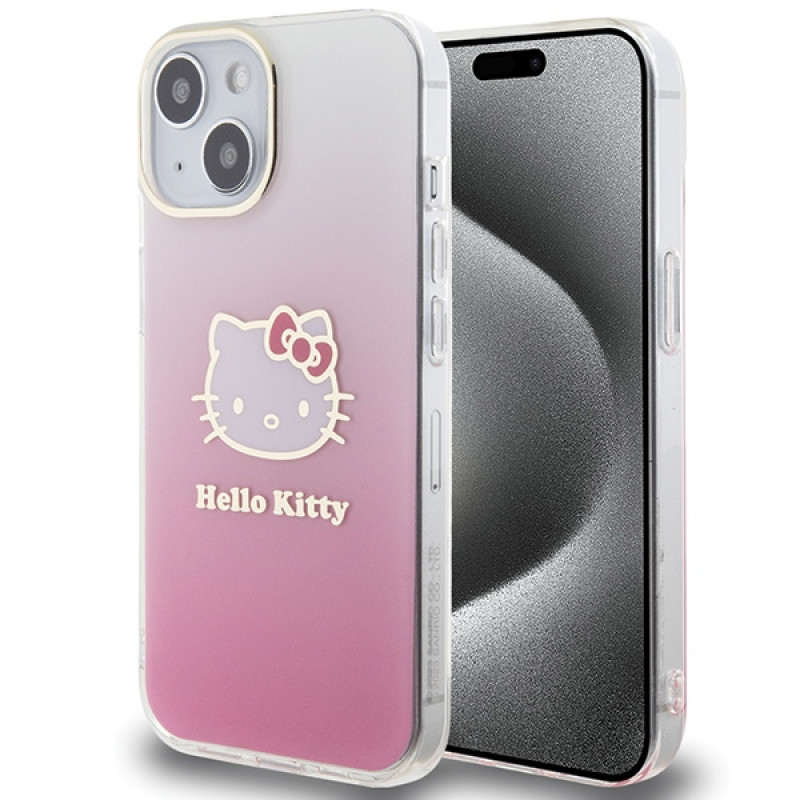 Hello Kitty HKHCP15SHDGKEP IML Gradient Electrop Kitty Head Hardcase per Apple iPhone 15 6.1", rosa