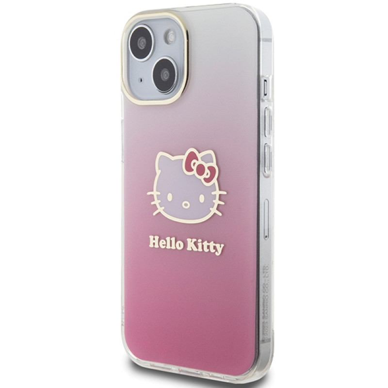 Hello Kitty HKHCP15SHDGKEP IML Gradient Electrop Kitty Head Hardcase per Apple iPhone 15 6.1", rosa