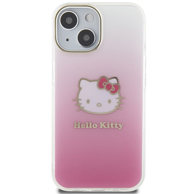 Hello Kitty HKHCP15SHDGKEP IML Gradient Electrop Kitty Head Hardcase per Apple iPhone 15 6.1", rosa