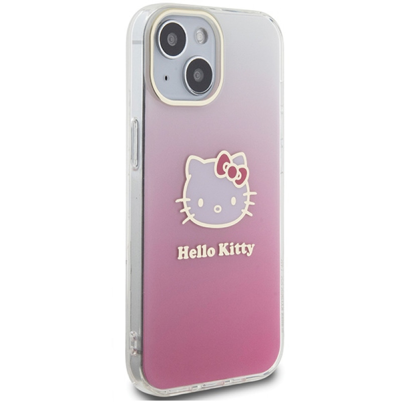 Hello Kitty HKHCP15SHDGKEP IML Gradient Electrop Kitty Head Hardcase per Apple iPhone 15 6.1", rosa
