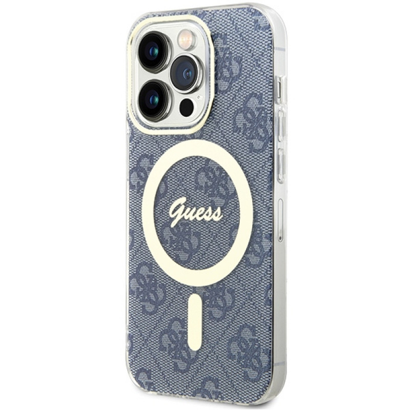 Guess GUHMP15XH4STB custodia rigida Apple iPhone 15 Pro Max IML 4G MagSafe, blu (outlet)