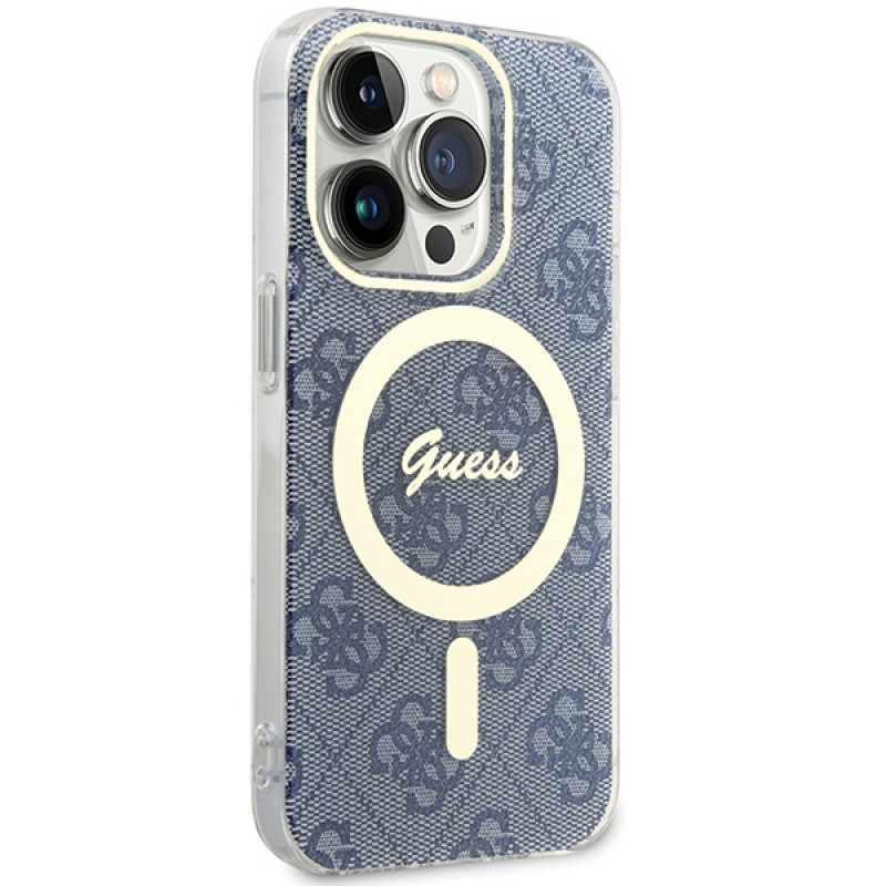 Guess GUHMP15XH4STB custodia rigida Apple iPhone 15 Pro Max IML 4G MagSafe, blu (outlet)
