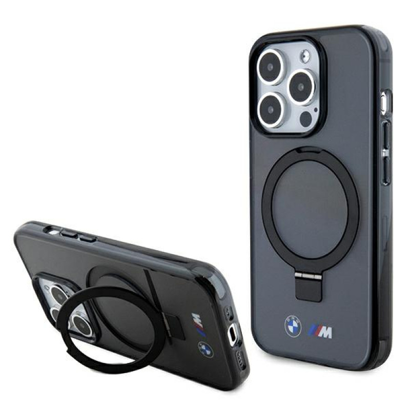 BMW BMHMP15LURSK Apple iPhone 15 Pro custodia rigida Ring Stand M Collection MagSafe, nera