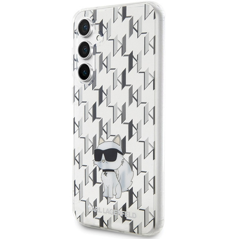 Karl Lagerfeld KLHCS23FEHNCMKLT Samsung Galaxy S23 FE (S711) custodia rigida Monogram Choupette, trasparente