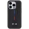 BMW BMHCP15LGSPCCK Custodia rigida per Apple iPhone 15 Pro Grip Stand Smooth & Carbon, nera