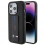 BMW BMHCP15LGSPPRK Custodia rigida per Apple iPhone 15 Pro Grip Stand Smooth & Perforated, nera