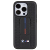BMW BMHCP15LGSPPRK Custodia rigida per Apple iPhone 15 Pro Grip Stand Smooth & Perforated, nera
