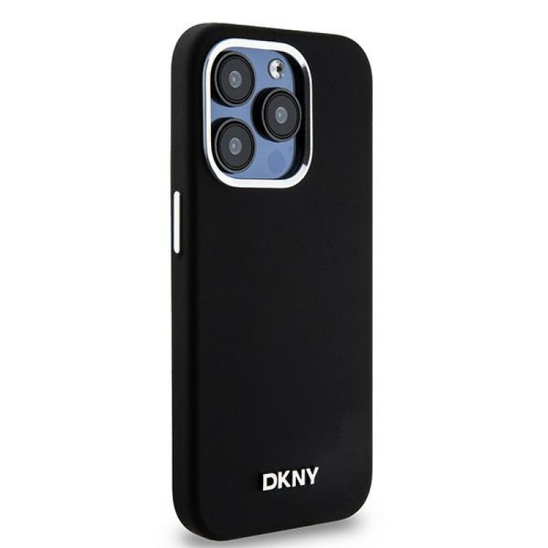 DKNY Custodia rigida Apple iPhone 15 Pro Liquid Silicone Small Metal Logo MagSafe, nera